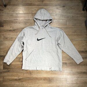 Nike Hoodie Mens Medium Gray Pullover Sweatshirt Embroidered Swoosh Logo